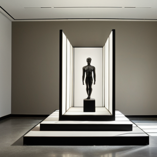 Home 4 **
A minimalist sculpture installation in a modern museum, bathed in natural light creating dynamic shadows. The walls are neutral, allowing the sculptures to stand out. Strategic lighting highlights the textures and forms. The atmosphere evokes serenity and depth.
**