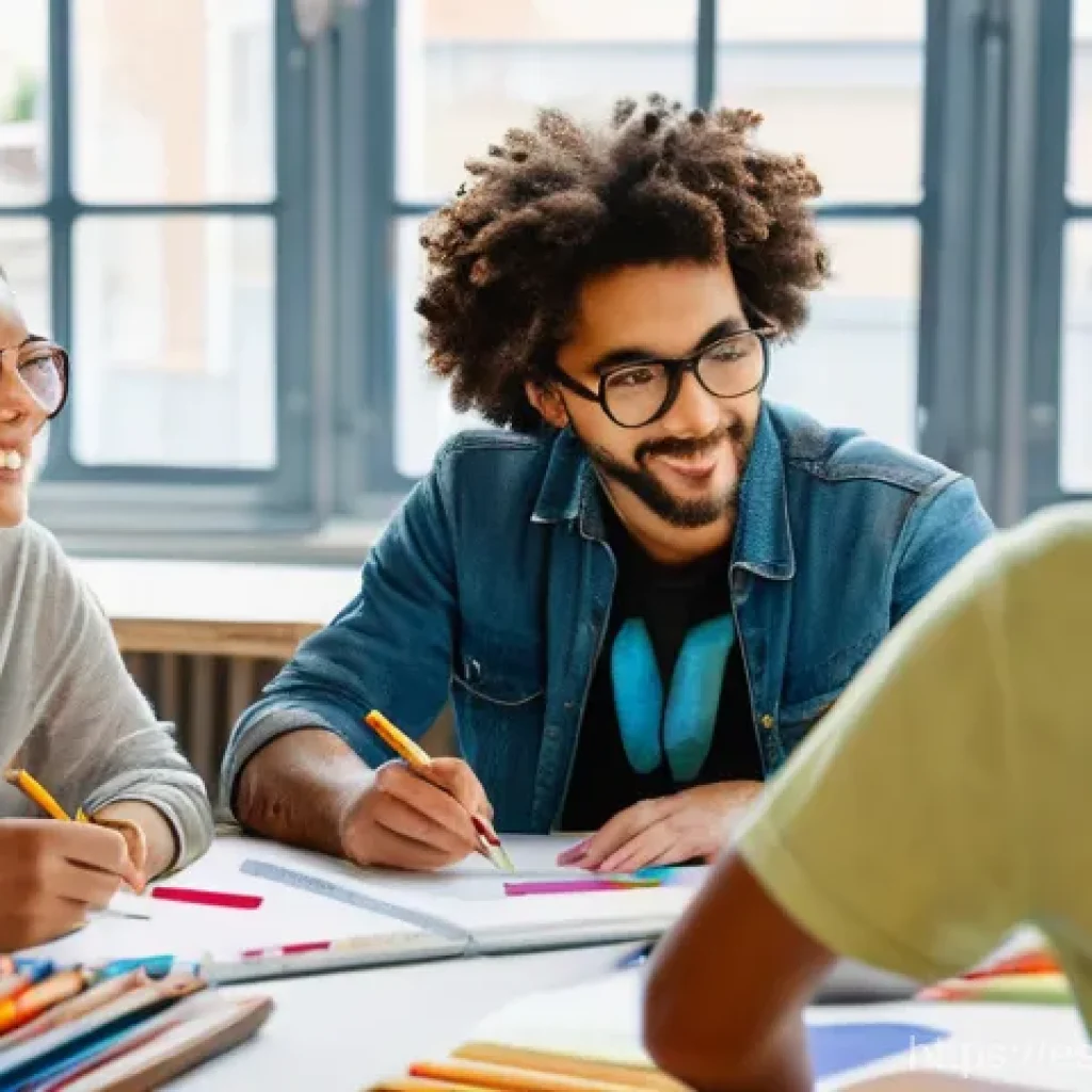 예술 공간에서의 협업 프로젝트 관리 방법 - **Prompt:** A diverse group of three artists, one male and two female, aged late 20s to early 40s, a...