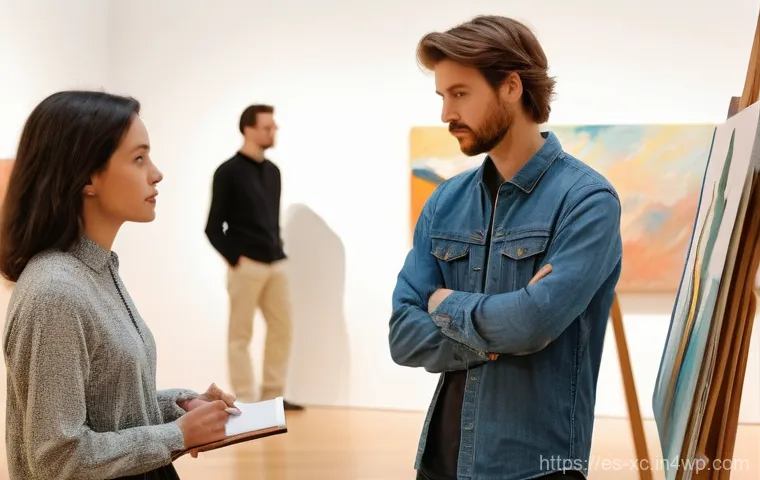 예술 공간에서의 협업 프로젝트 관리 방법 - **Prompt:** Four artists, two male and two female, aged in their 30s, are immersed in the ambitious ...