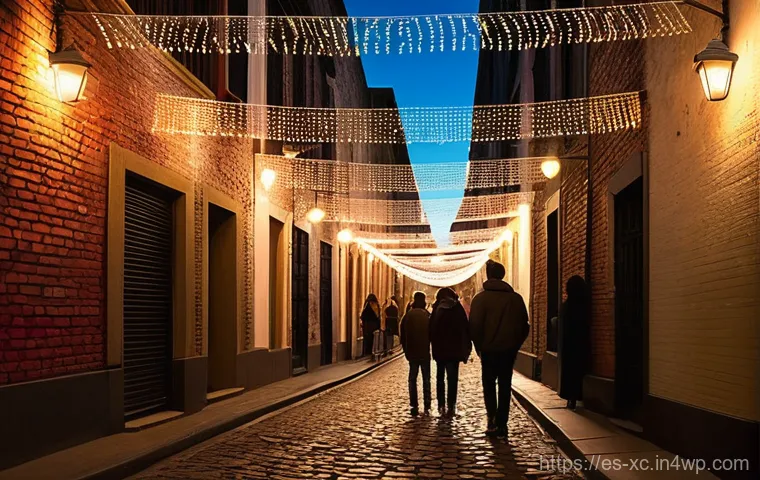 설치 예술과 커뮤니티의 관계 탐구 - **Urban Transformation: The Magical Alley**
    "A narrow, atmospheric cobblestone alley in a vibran...